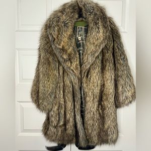 Burning Torch Faux Fur oversized coat. Size L.